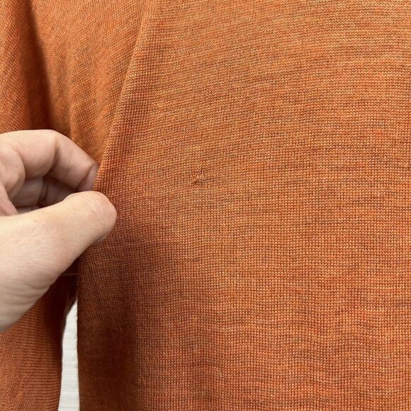 Piazza Sempione Top 10 Womens Orange 3/4 Sleeve Turtleneck Knit Wool Lightweight - Picture 7 of 8